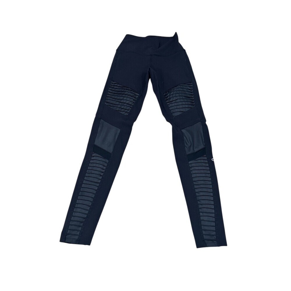 Alo Yoga Moto Leggings Womens Size S Black Airbrush 7/8 High-Waist Moto - Picture 5 of 8